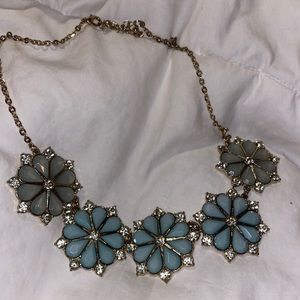 Turquoise Blue Floral Statement Necklace